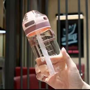 500ML Student School Portable Water Bottle with Straw