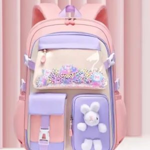 Stylish Girls School Bag Lightweight Kids Backpack 45x32x17cm – Pink & Purple