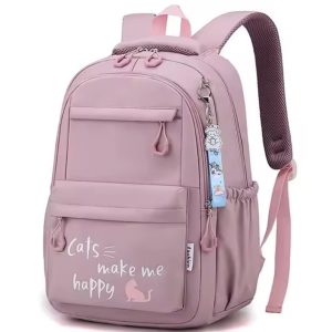 Cute Girls Backpack Large Capacity Waterproof School Bag – Black, Purple & Pink 44×29×18cm