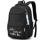 Cute Girls Backpack Large Capacity Waterproof School Bag – Black, Purple & Pink 44×29×18cm