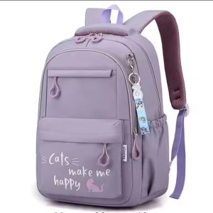 Cute Girls Backpack Large Capacity Waterproof School Bag – Black, Purple & Pink 44×29×18cm