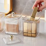 Transparent Cotton Swab Storage Box – Dust-Proof Acrylic Makeup Organizer for Vanity & Bathroom