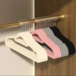 10 pcs Velvet Non-Slip Hangers with Tie Bar – Heavy Duty Flocked Clothes Hangers