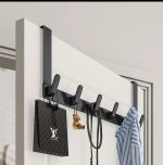 Versatile Heavy-Duty Over-The-Door Rack – Space-Saving Black Metal Closet Organizer