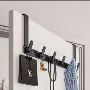 Versatile Heavy-Duty Over-The-Door Rack – Space-Saving Black Metal Closet Organizer