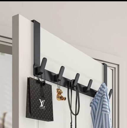 Versatile Heavy-Duty Over-The-Door Rack – Space-Saving Black Metal Closet Organizer