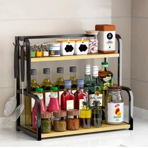 Stainless Steel Kitchen Storage Rack 50×18×42cm – Multi-layer Countertop Seasoning Shelf Space Saver