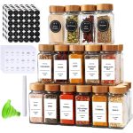 29pcs Glass Storage Spice Jars with Bamboo Lid – Airtight Kitchen Seasoning Organizer Set 120ML