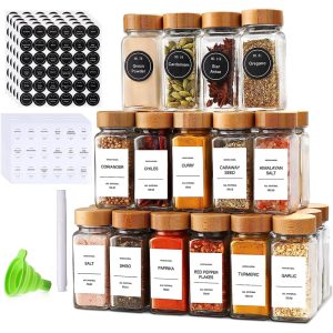29pcs Glass Storage Spice Jars with Bamboo Lid – Airtight Kitchen Seasoning Organizer Set 120ML