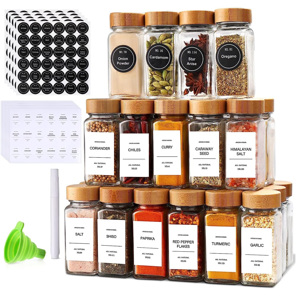 29pcs Glass Storage Spice Jars with Bamboo Lid – Airtight Kitchen Seasoning Organizer Set 120ML 29pcs Glass Storage Spice Jars with Bamboo Lid – Airtight Kitchen Seasoning Organizer Set 120ML