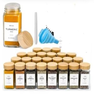 16 PCS Premium Thick Glass Storage Jars With Bamboo Lids – 120ML Airtight Spice Jars