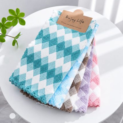High Quality Coral Fleece Kitchen Towels Set of 5pcs – Super Absorbent Microfiber Dish Cloths 30x30cm