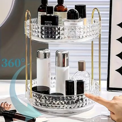 360° Rotating Makeup Storage Rack Multi-Layer Organizer – Cosmetic & Skincare Vanity Organizer