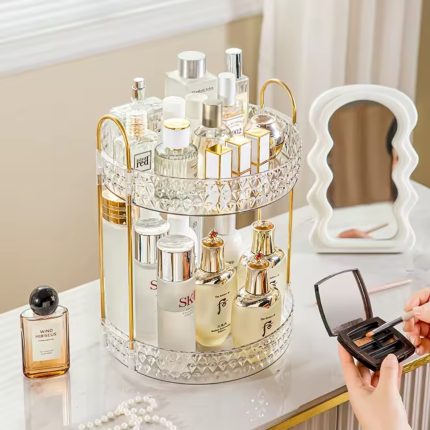 360° Rotating Makeup Storage Rack Multi-Layer Organizer – Cosmetic & Skincare Vanity Organizer