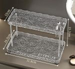 Two Tier Crystal-Like Makeup Organizer with Metallic Rabbit Accent – Elegant Vanity Storage Organizer