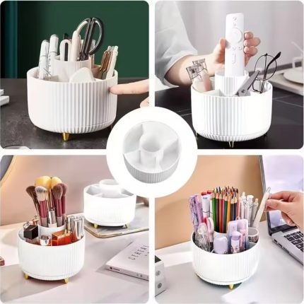 360° Rotating Desktop Makeup Brushes Organizer Cosmetic Storage Box & Lipstick Holder
