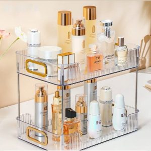 2 Layer Multipurpose Gold Organiser / Storage Jewelry Holder Cosmetics Vanity Tray