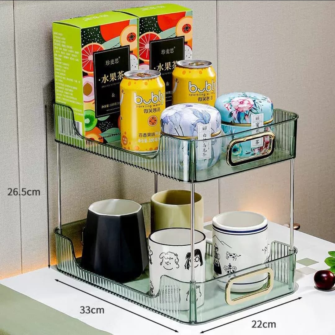 2 Layer Multipurpose Gold Organiser / Storage Jewelry Holder Cosmetics Vanity Tray