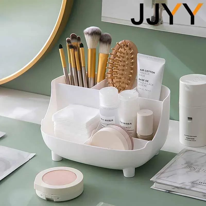 6 Grid Multifunctional Desktop Organizer for Pencils, Makeup & Office Stationery – Blue, Peach White