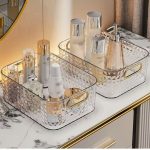 Multipurpose Spice Makeup Bathroom Organizer Basket – Clear & Green Storage Basket 27x21x10cm