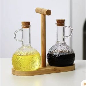 Glass Oil Pot Set – Heat Resistant Borosilicate Oil Dispenser Bottle for Kitchen Use