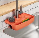 Kitchen Sink Mat With Slope Design – Anti-Slip Drainage Mat With Sponge Holder & Drain Basket