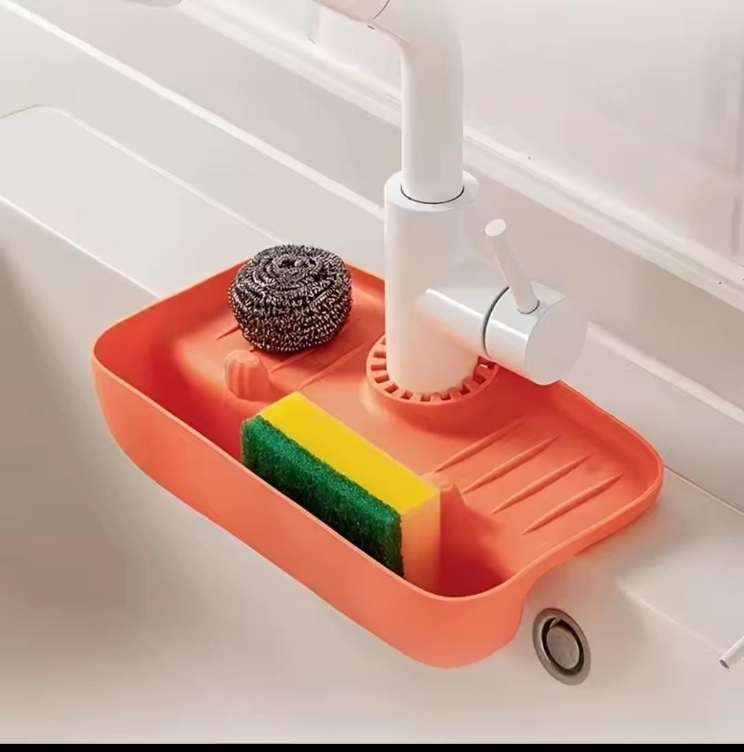 Kitchen Sink Mat With Slope Design – Anti-Slip Drainage Mat With Sponge Holder & Drain Basket Kitchen Sink Mat With Slope Design – Anti-Slip Drainage Mat With Sponge Holder & Drain Basket
