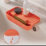 Kitchen Sink Mat With Slope Design – Anti-Slip Drainage Mat With Sponge Holder & Drain Basket