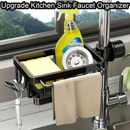 Aluminum Kitchen & Bathroom Sink Organizer – Rust Resistant Drainage Rack