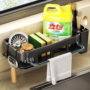 New Style Kitchen Sink Drain Rack Sponge with Drain Tray and Cutlery Holder