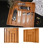 Multifunctional Bamboo Drawer Organizer – Expandable Eco-Friendly Cutlery & Kitchen Storage Tray