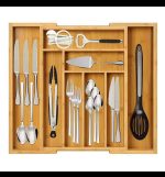 Multifunctional Bamboo Drawer Organizer – Expandable Eco-Friendly Cutlery & Kitchen Storage Tray