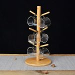 Creative Bamboo Cup Holder Stand | Stylish 6-Claw Mug Tree Rack for Kitchen Organization in Kenya