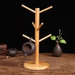 Creative Bamboo Cup Holder Stand | Stylish 6-Claw Mug Tree Rack for Kitchen Organization in Kenya