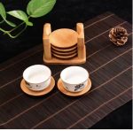 Elegant Bamboo Coaster Set with Holder – Eco-Friendly Heat Resistant Drink Coasters