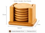 Elegant Bamboo Coaster Set with Holder – Eco-Friendly Heat Resistant Drink Coasters