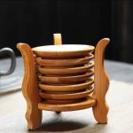 Creative Bamboo Coasters with 6-Claw Cup Storage Rack – Stylish & Space Saving Table Coasters