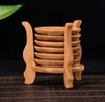 Creative Bamboo Coasters with 6-Claw Cup Storage Rack – Stylish & Space Saving Table Coasters