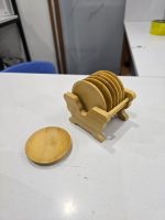 Bamboo Coaster Set with Holder Stand – Elegant Heat Resistant Drink Coasters for Tables