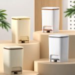Foot Pedal Dustbin/Trash Can – Hard Plastic Luxury Step Bin for Bathroom, Kitchen & Home Use