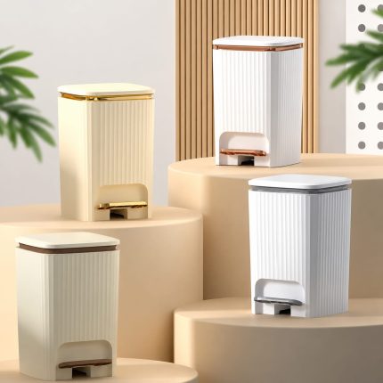 Foot Pedal Dustbin/Trash Can – Hard Plastic Luxury Step Bin for Bathroom, Kitchen & Home Use
