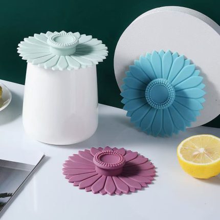 Sunflower Silicone Cup Lid – Reusable Anti-Dust Mug Cover for Coffee & Tea Cups