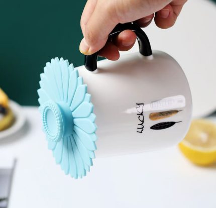 Sunflower Silicone Cup Lid – Reusable Anti-Dust Mug Cover for Coffee & Tea Cups
