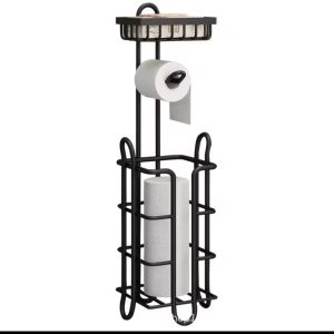 Heavy Duty Tissue Stand / Holder – Rust Resistant Carbon Steel Tissue Paper Roll Holder in Black