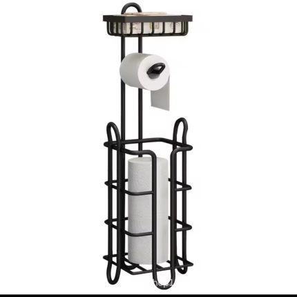 Heavy Duty Tissue Stand / Holder – Rust Resistant Carbon Steel Tissue Paper Roll Holder in Black