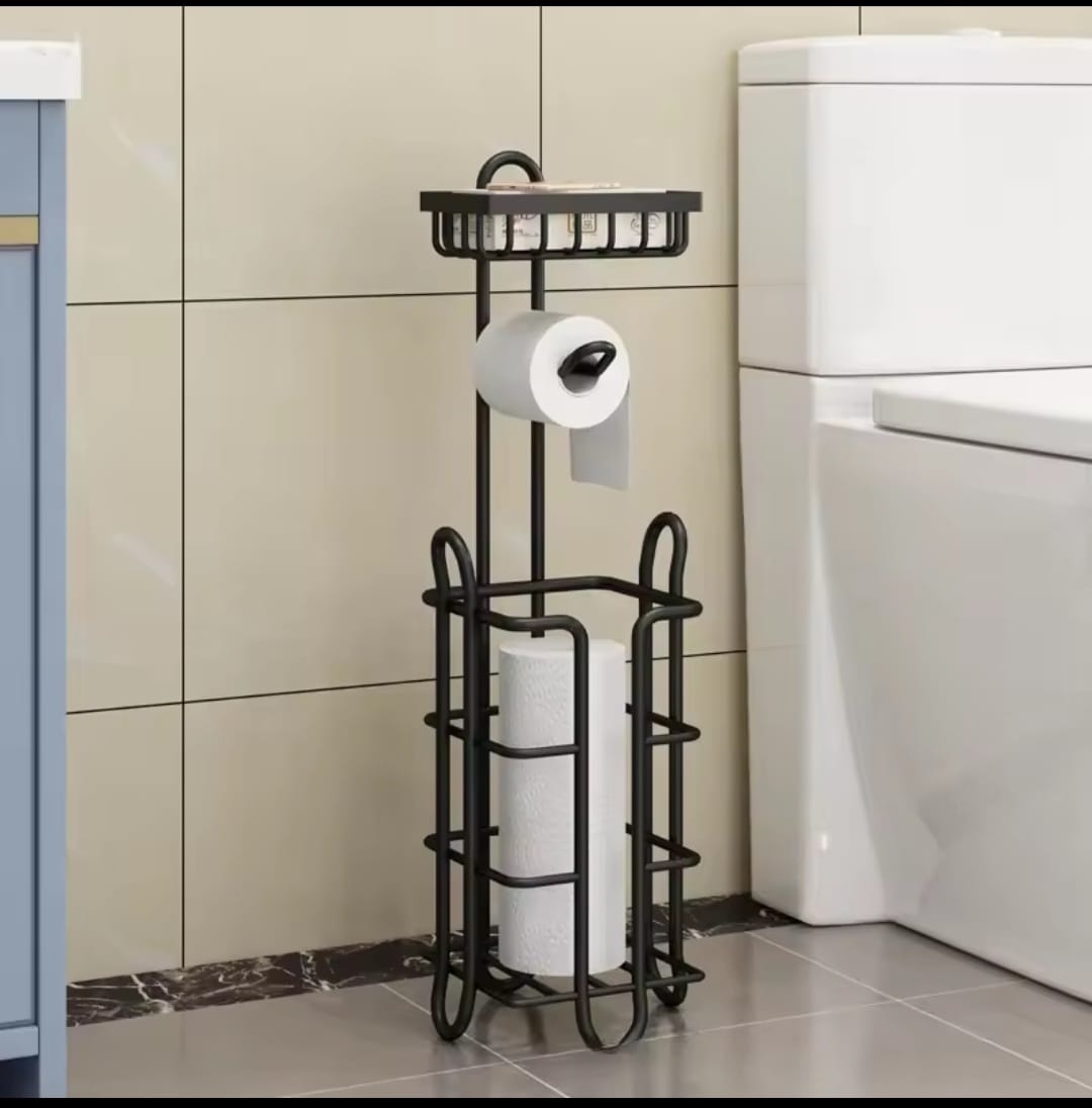Heavy Duty Tissue Stand / Holder – Rust Resistant Carbon Steel Tissue Paper Roll Holder in Black