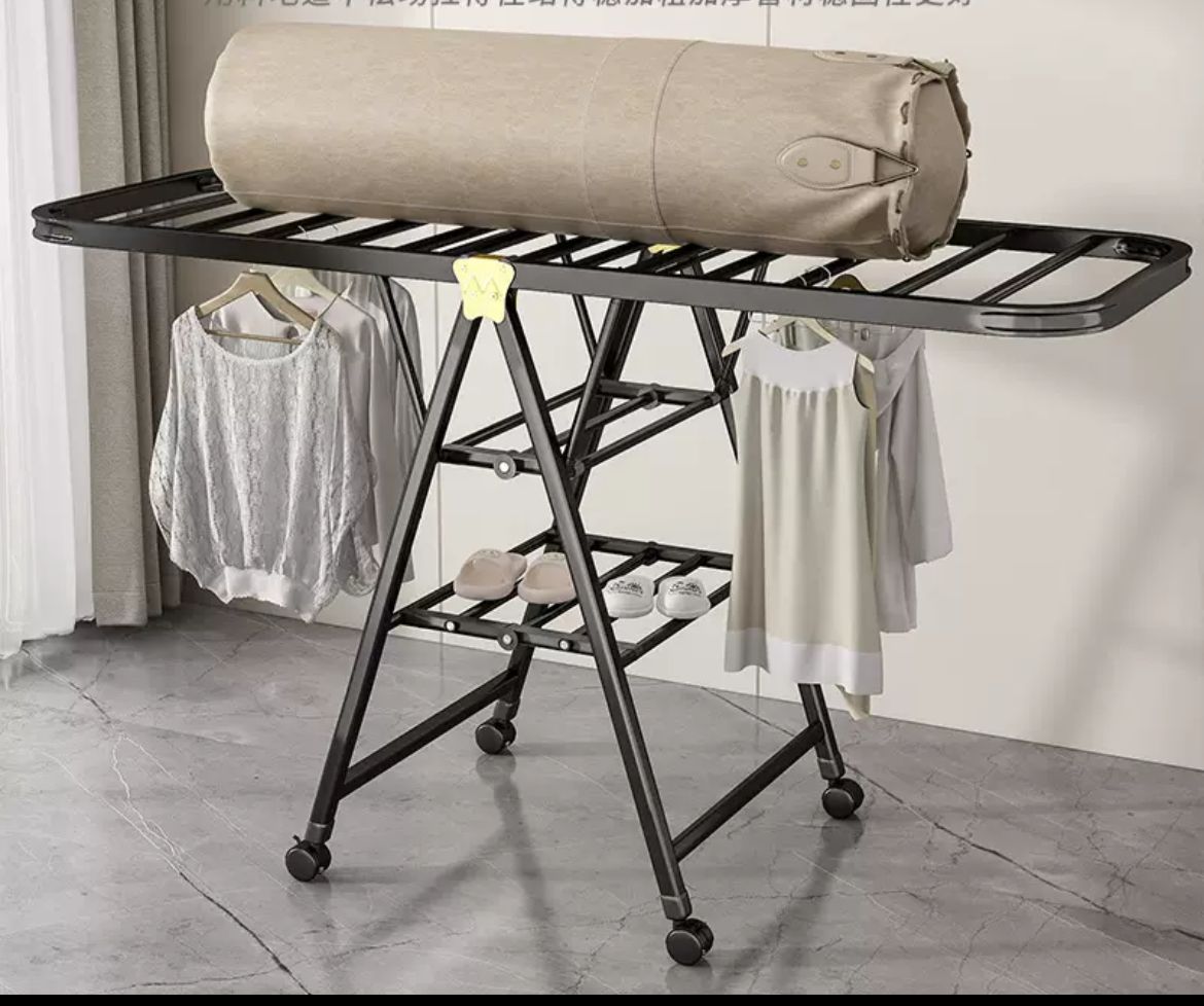 Folding Clothes Drying Rack Heavy Duty Portable Indoor & Outdoor Laundry Stand with Wheels Folding Clothes Drying Rack Heavy Duty Portable Indoor & Outdoor Laundry Stand with Wheels