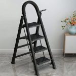 4 Steps Portable Foldable Ladder – Heavy Duty Kitchen, Home & Office Step Stool Black & Red