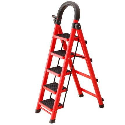 4 Steps Portable Foldable Ladder – Heavy Duty Kitchen, Home & Office Step Stool Black & Red