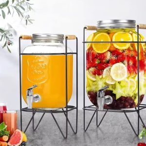 Premium Glass Juice Dispensers 5L & 8L with Metallic Stand & Tap